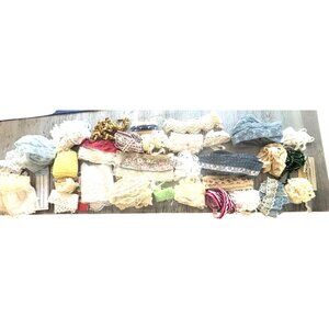 BIG LOT of Assorted Vintage Lace Trim Braid Sewing Notions SKROLL PICTURES